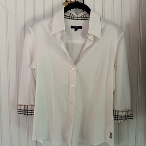 Burberry London White Nova Check Button Down Shirt M